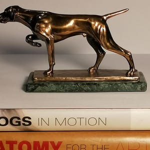 Pointing Hunting Hungarian Vizsla Dog bronze statue