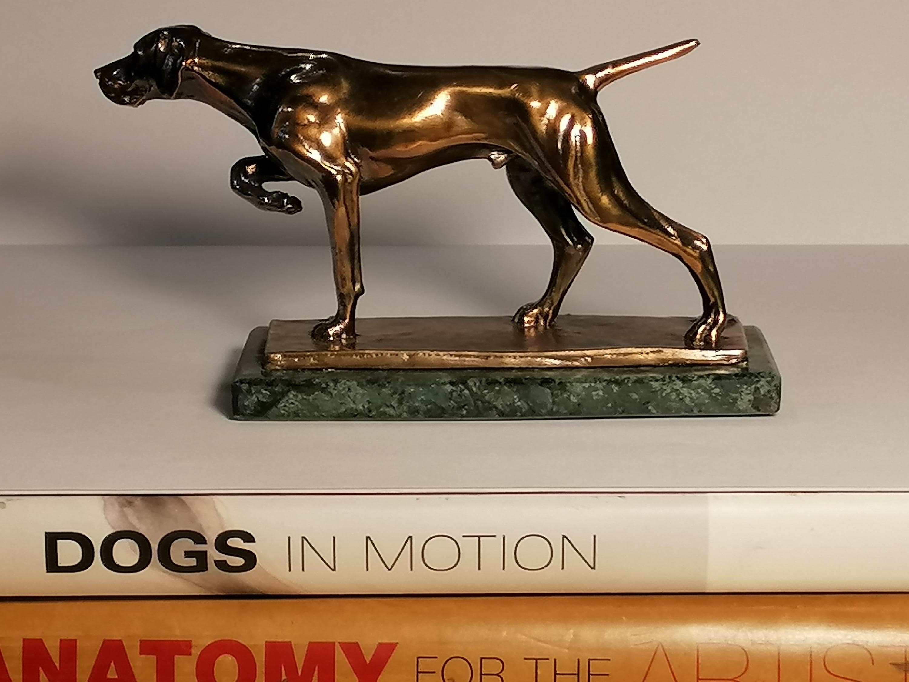 Pointing Hunting Hungarian Vizsla Dog bronze statue