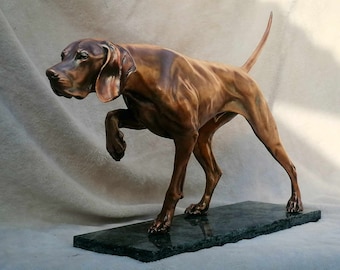 On Point Hunting Hongaars Vizsla bronzen beeld