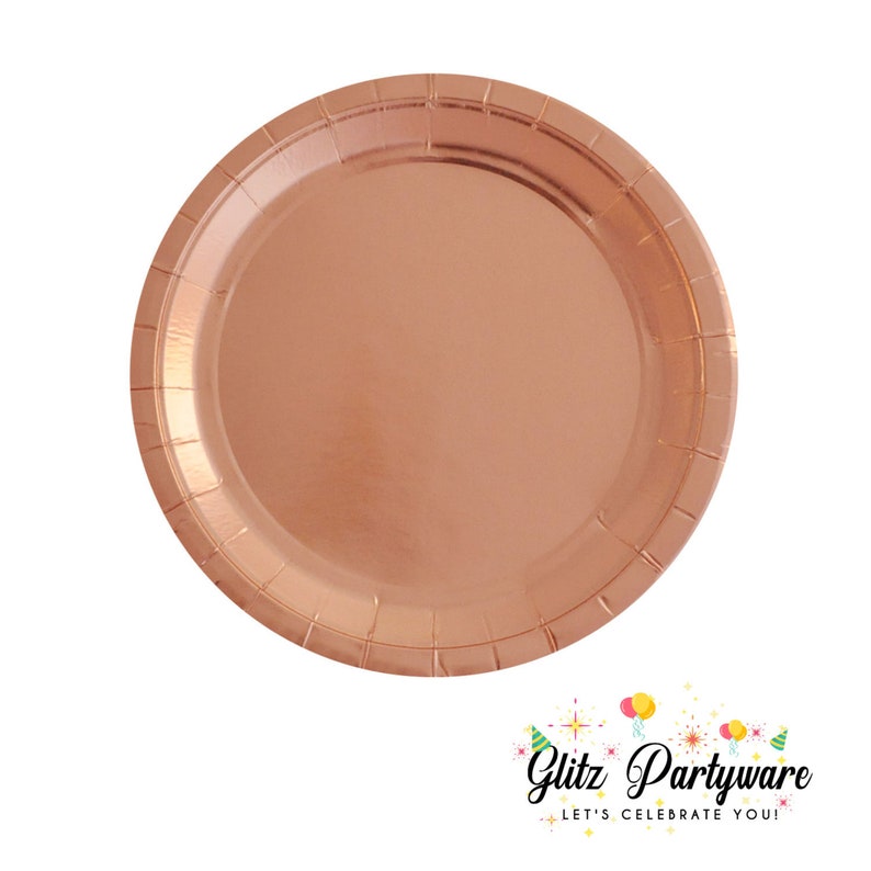 Rose Gold Dinner Plate Rose Gold Foil Plate Rose Gold Baby Shower Plate 10 inch Rose Gold Paper Plate