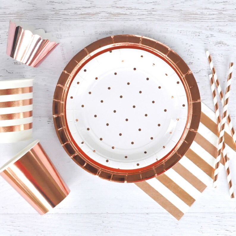 Rose Gold Dinner Plate Rose Gold Foil Plate Rose Gold Baby Shower Plate 10 inch Rose Gold Paper Plate
