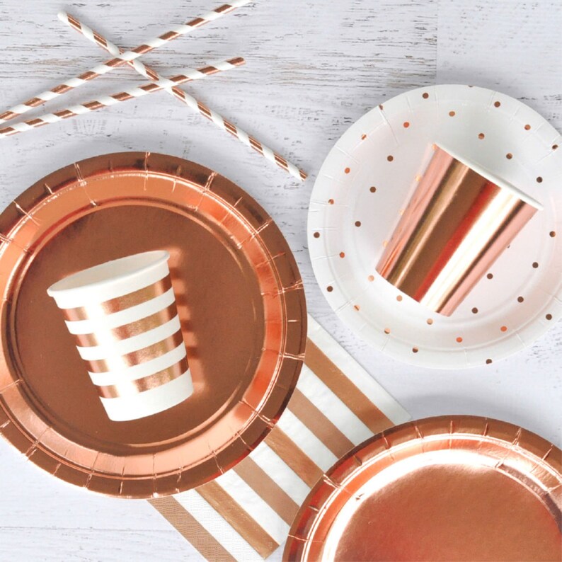 Rose Gold Dinner Plate Rose Gold Foil Plate Rose Gold Baby Shower Plate 10 inch Rose Gold Paper Plate