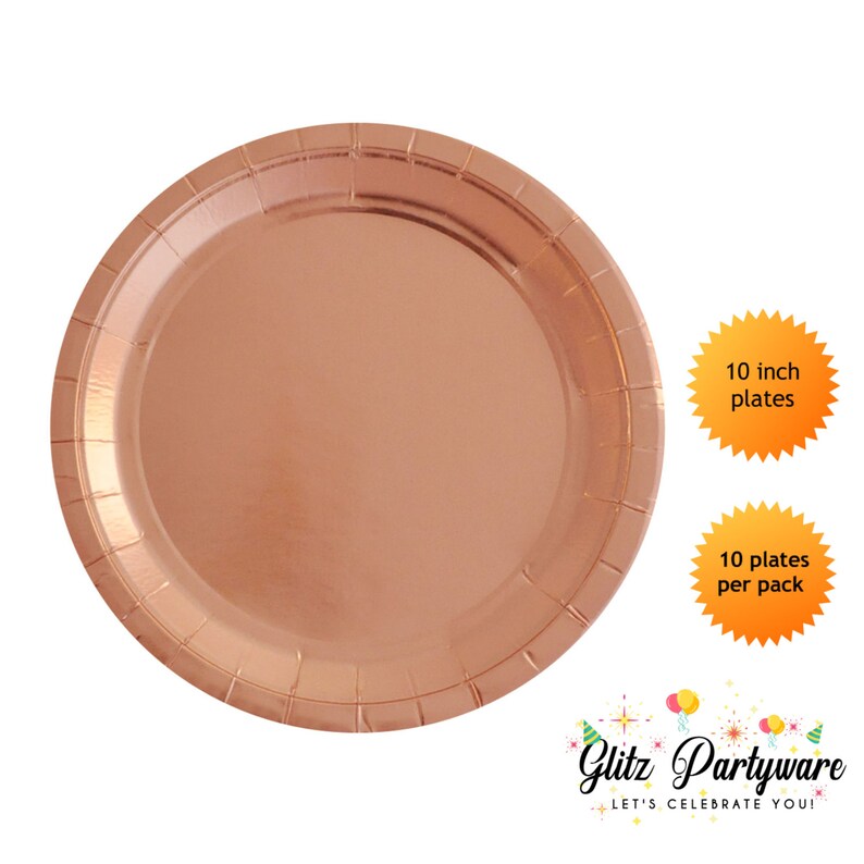 Rose Gold Dinner Plate Rose Gold Foil Plate Rose Gold Baby Shower Plate 10 inch Rose Gold Paper Plate