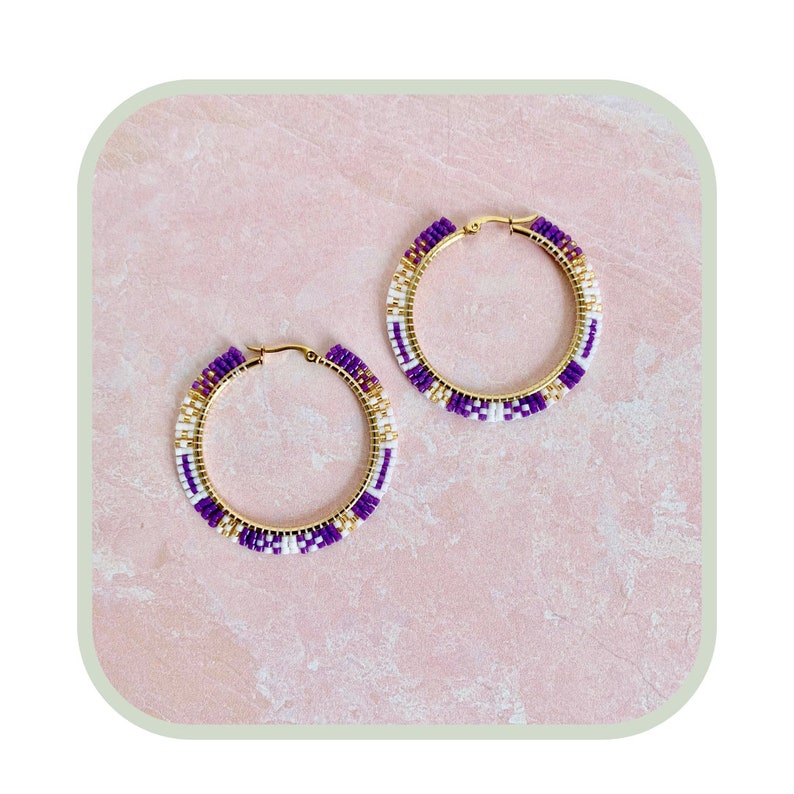 October Bogo (same item)  Autumn Amethyst Solstice Beaded Hoops 