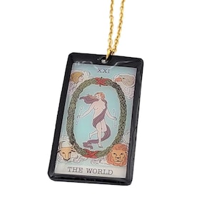 Collier pendentif tarot - The World - Le Monde