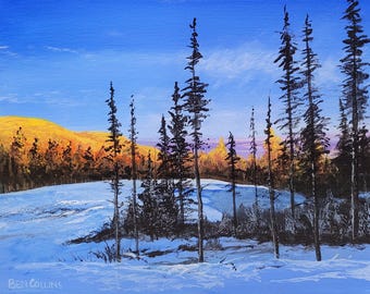 Original-Gemälde „Mountain Glow“ von Ben Collin. KOSTENLOSER Versand!!!