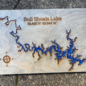 Bull Shoals Arkansas Epoxy Map Wall Decor