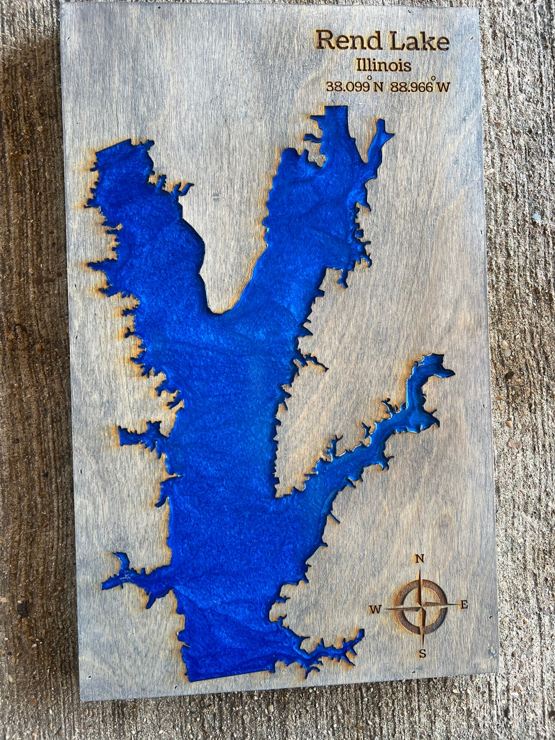 Rend Lake Illinois Epoxy Map Wall Decor - Etsy