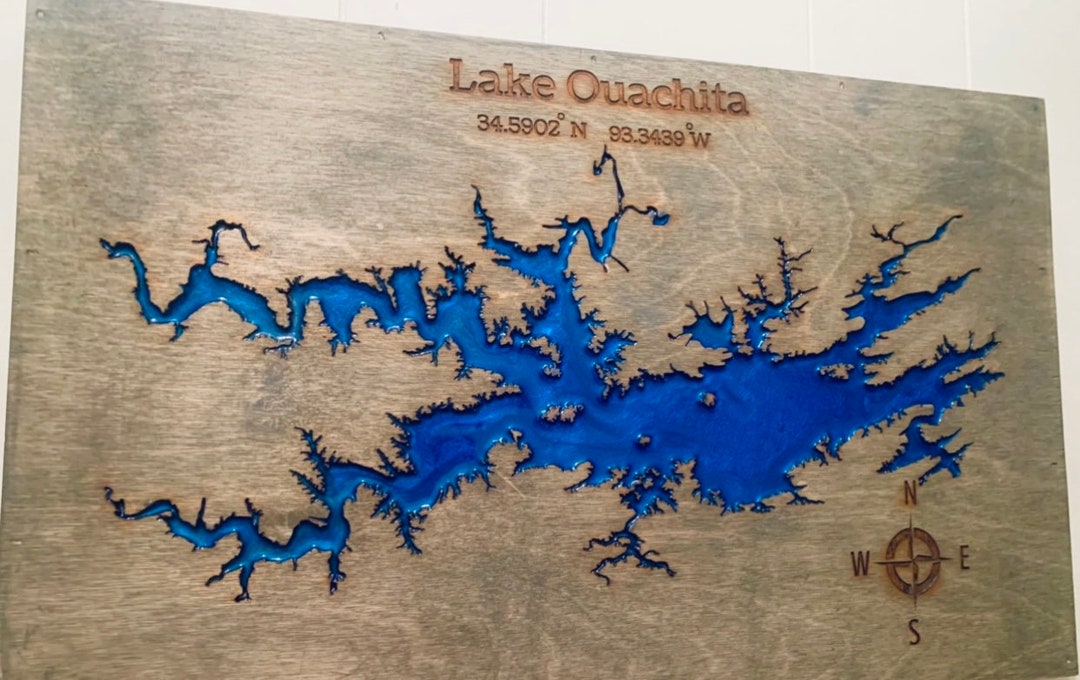 Lake Ouachita Arkansas Epoxy Map Wall Decor Etsy