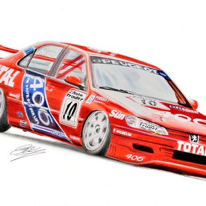 Patrick Watts 1996 Total Peugeot 406 an A4 PRINT