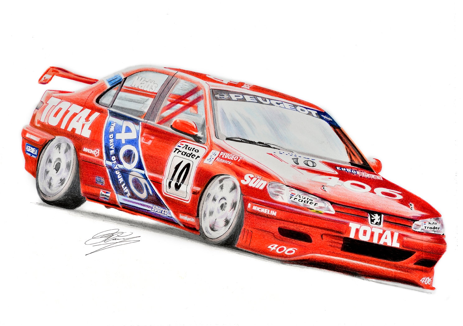Patrick Watts 1996 Total Peugeot 406 an A4 PRINT - Etsy