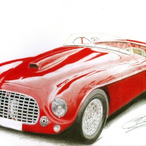Ferrari 166MM Touring Barchetta an A4 PRINT