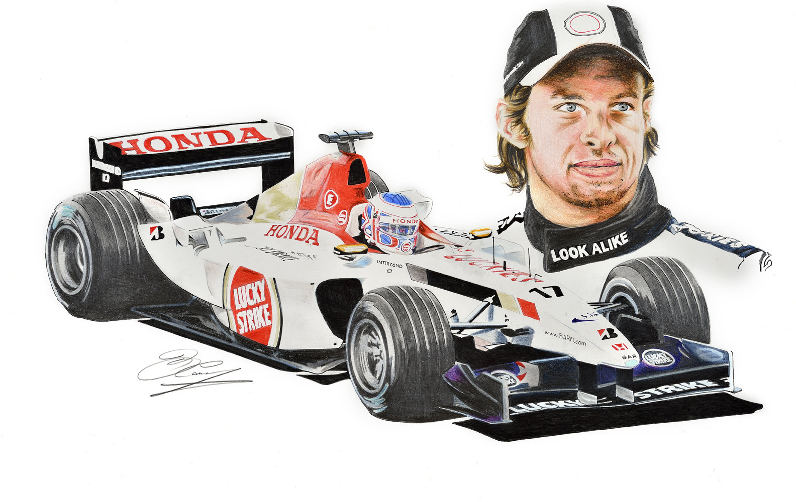 Jenson Button Lucky Strike Honda a tribute montage an A4 PRINT
