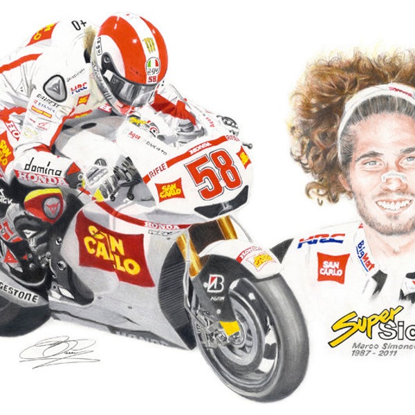 Marco Simoncelli 26/01/1987 to 23/10/2011 A personal Tribute Montage an A4 PRINT