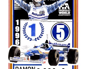 Damon Hill 1996 World Champion tribute montage an A2 PRINT