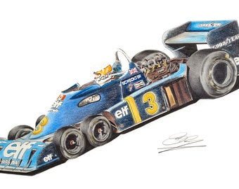 Jodie Scheckter 6 wheel ELF Tyrell an A4 PRINT