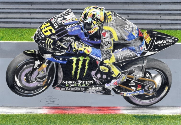 Valentino Rossi Monster Yamaha YZR M1 2014 an A4 PRINT - Etsy