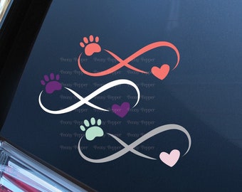 Paw Infinity Heart Decal | Pet Rescue Car Decal | Car Sticker