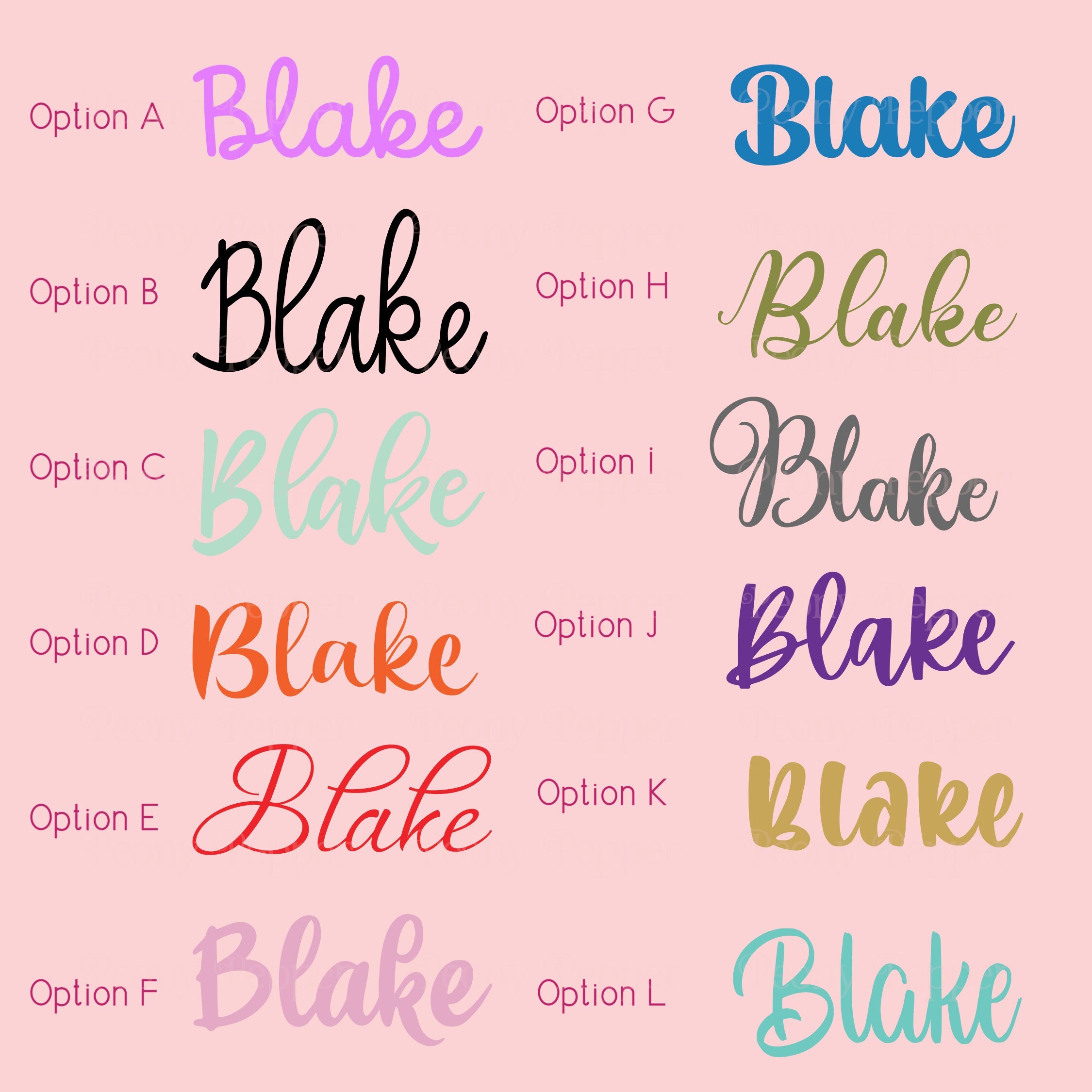 Custom Name Decals - Script Font Stickers, 8.5"x11" Full Sheet - Etsy