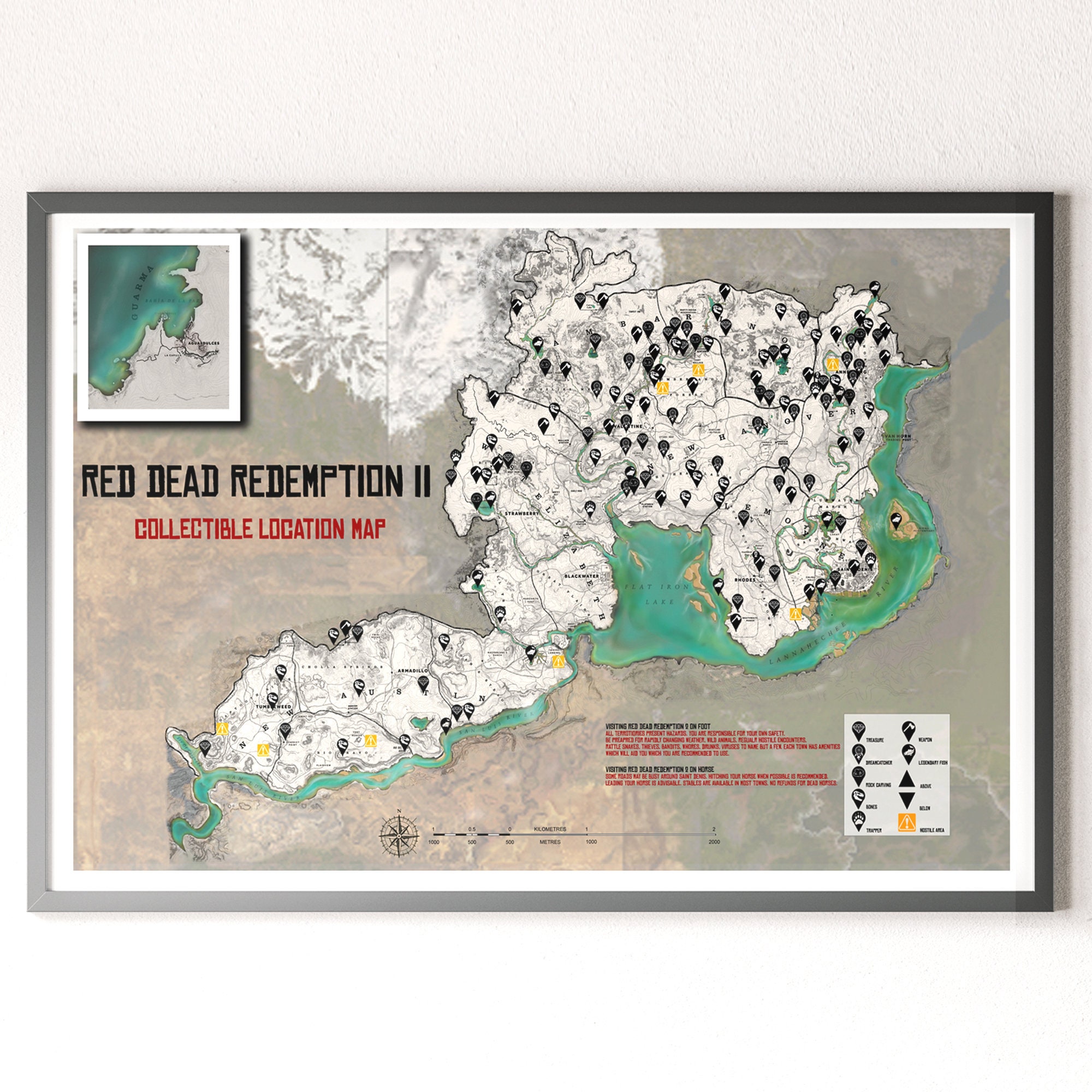 Ysirseu Red Dead Redemption 2 Full Map Art Vintage Funny Tin