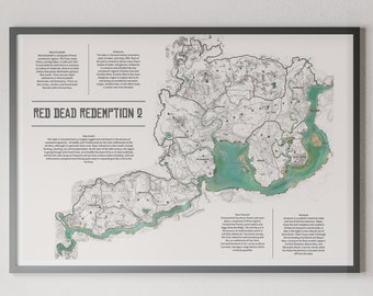 Full RDR2 Custom Print Map Video Game Map Wall Hanging Poster