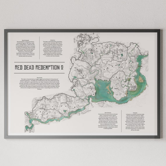 Large detailed map of Red Dead Redemption World, Games, Mapsland