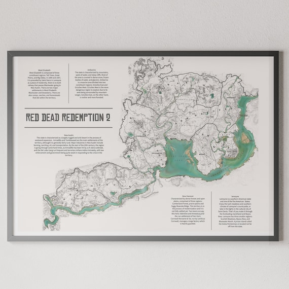 Full Red Dead Redemption 2 Custom Print Map Video Game Map | Etsy