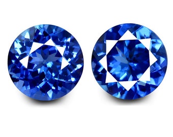 Blue Tanzanite Pair: 2.38 Cts, 6.5mm Round VVS Gemstones