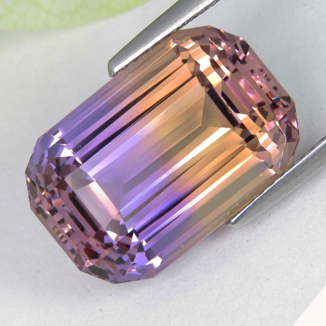 Amerite Color 14.01cts Bi-color Ametrine Gemstone: Emerald Cut, VVS Clarity - Etsy