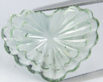 21.18Cts funkelnde natürliche grüne Amethyst (Prasiolith) Herzform, die lose Edelsteine schnitzt