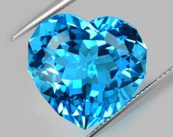 16.69Cts Brilliant Natural Swiss Blue Topaz Heart Shape Custom Cut Loose Gemstone