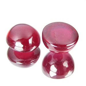 Red Ruby Cabochon Pair, 9.2mm Round, African Mozambique Gems