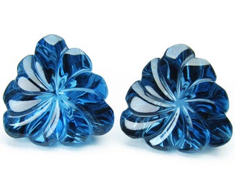 London Blue Topaz Trilliant Paar: 26.33 Cts Geschnitzte Edelsteine