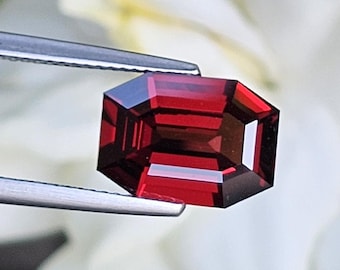 5.88Karat roter Almandin-Granat, Fancy Emerald Cut VVS Edelstein