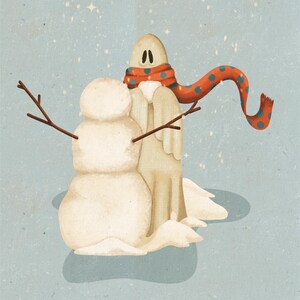 Snowman Ghost Art Print