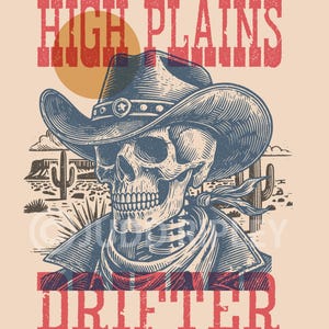 High Plains Drifter Poster - Skelett Cowboy im Wilden Westen Kunst - Perfekt für Wohnkultur