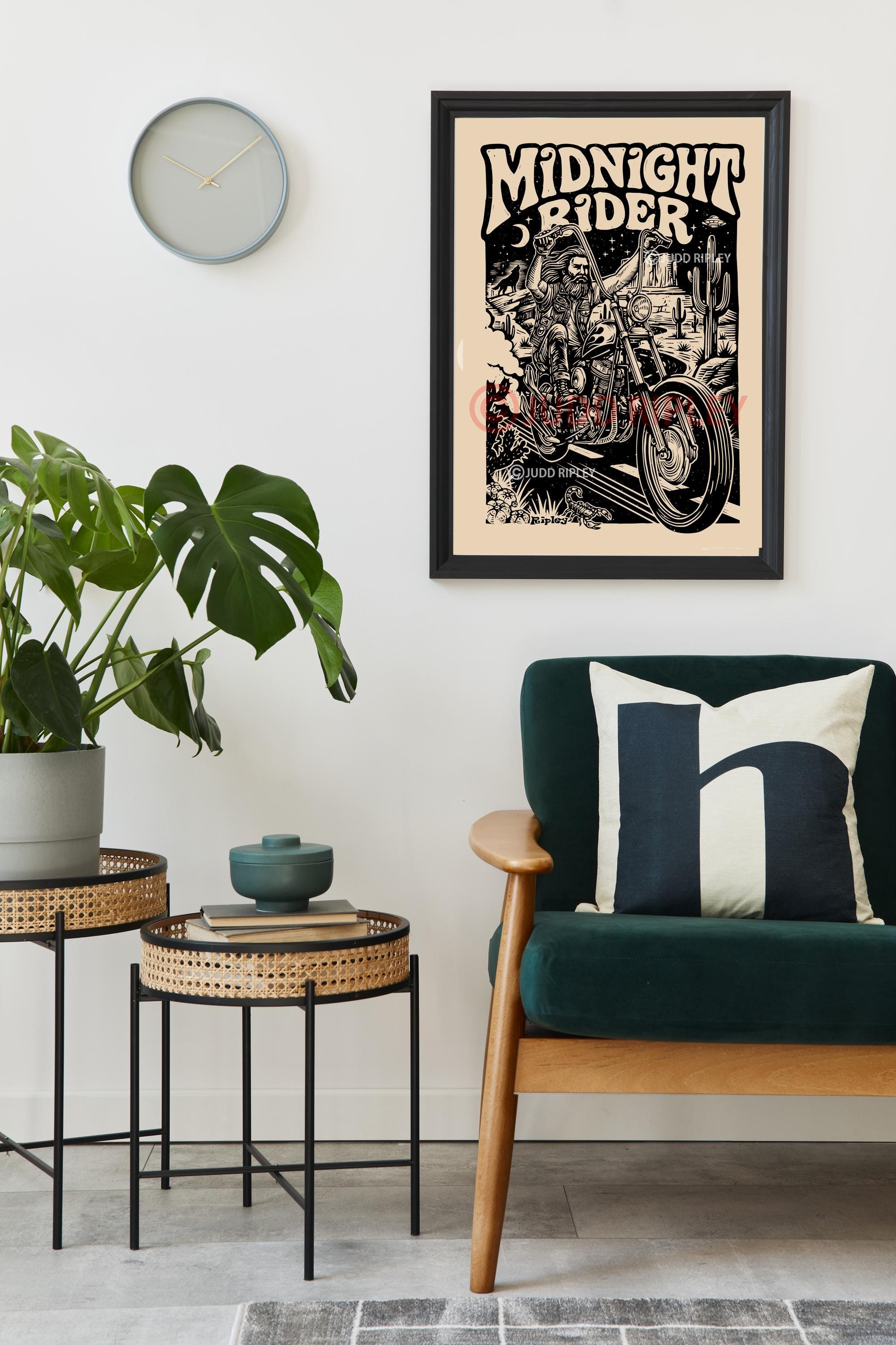 70s Harley Davidson Panhead Art Print | Vintage Motorcycle Poster