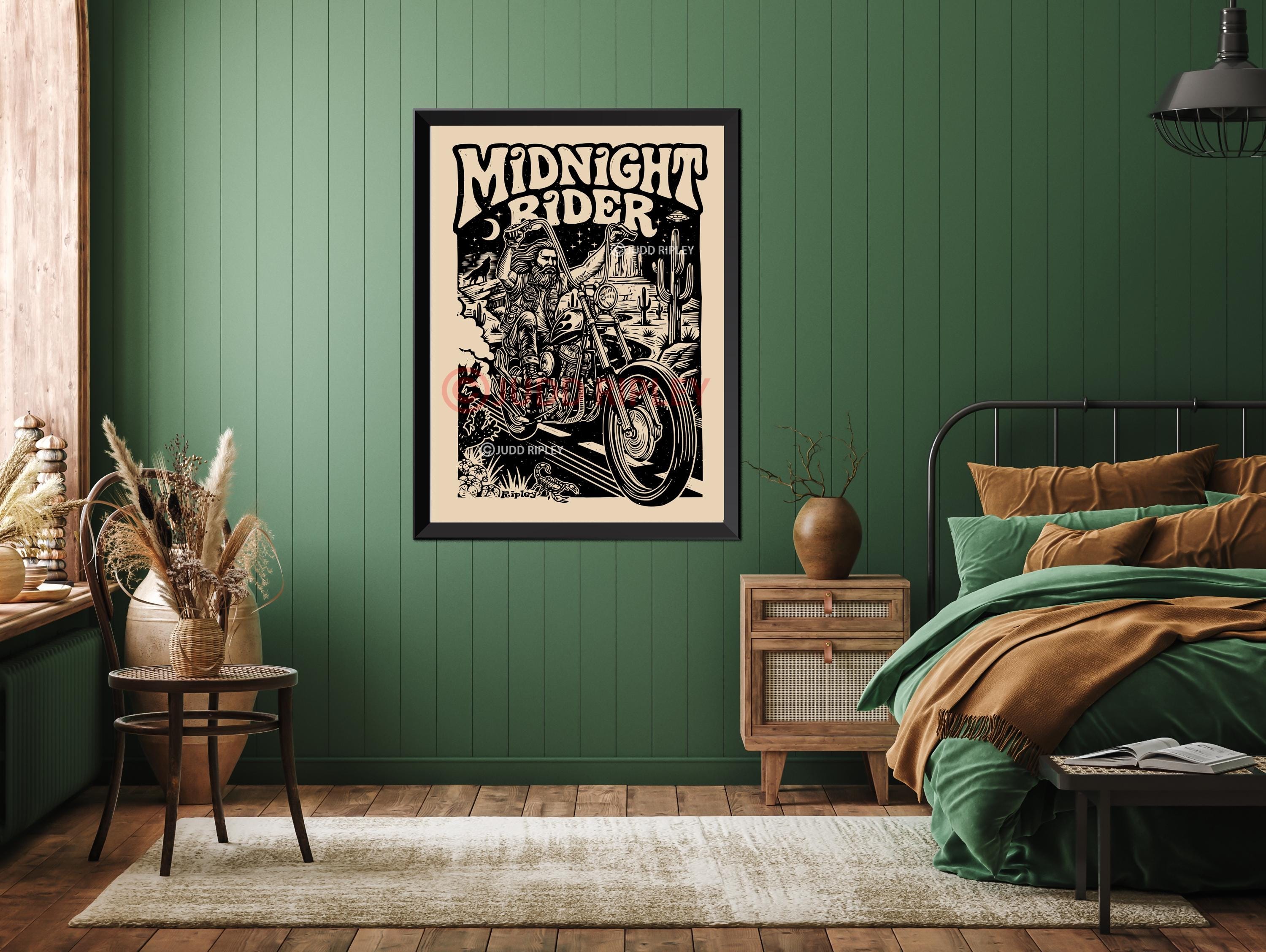 70s Harley Davidson Panhead Art Print | Vintage Motorcycle Poster