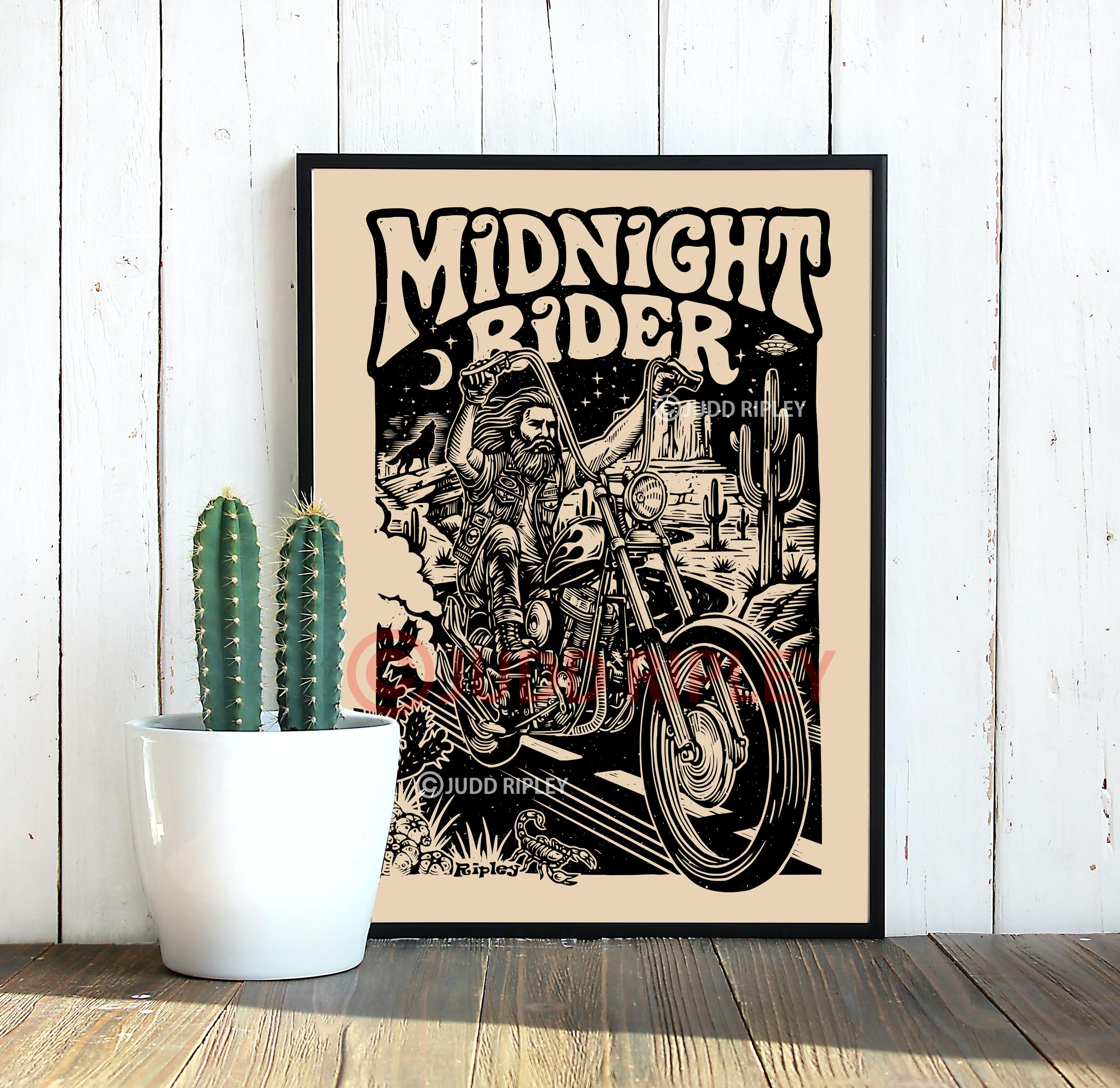 70s Harley Davidson Panhead Art Print | Vintage Motorcycle Poster