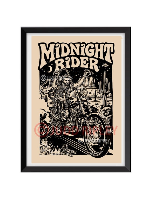 70s Harley Davidson Panhead Art Print | Vintage Motorcycle Poster