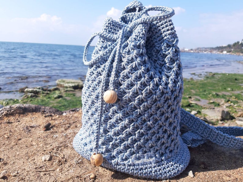 fancy girls/' backpack girls/' mini rucksack summer backpack women/'s blue backpack handmade backpack crochet backpackknitted backpack