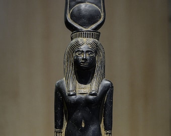 顕現した女神ハトホル像、古代エジプトの牛の女神、エジプト製 顕現した女神ハトホル像、古代エジプトの牛の女神、エジプト製