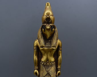 Estatua única Horus Dios del Cielo Escultura hoja de oro piedra pesada hecha en Egipto