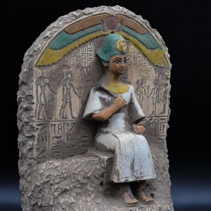 Unique Ancient Egyptian King Tutankhamun as young HIEROGLYPHICS sculpture Relief Stone made in egypt