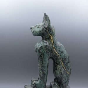 unique Egyptian goddess Bastet hand carved heavy large granite stone made in egypt
