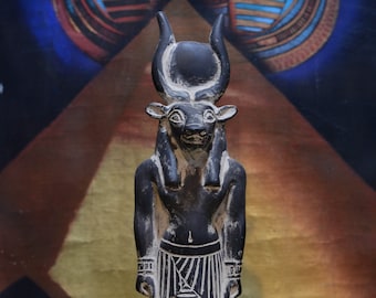 goddess Hathor statue Sculpture black heavy stone made in Egypt