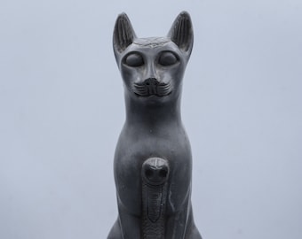 Unique Statue Goddess Cat Bastet Large Black With Beautiful - Etsy