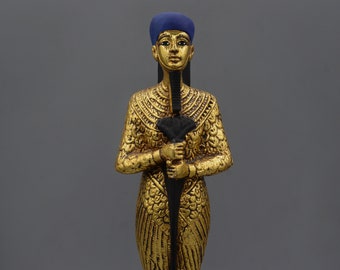 statue God Ptah Hand painted golden holding Was scepter 2 style heavy made in Egypt