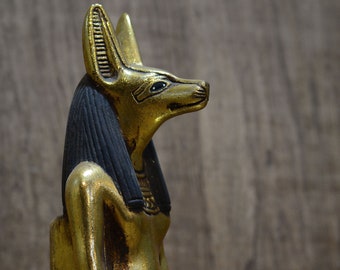 Statue Anubis god of the dead gold leaf heavy stone  made in Egypt