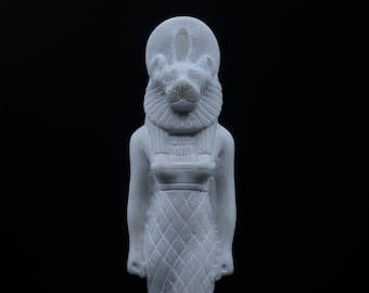 Statue égyptienne de la déesse Sekhmet en marbre blanc Sculpture en pierre lourde fabriquée en Egypte